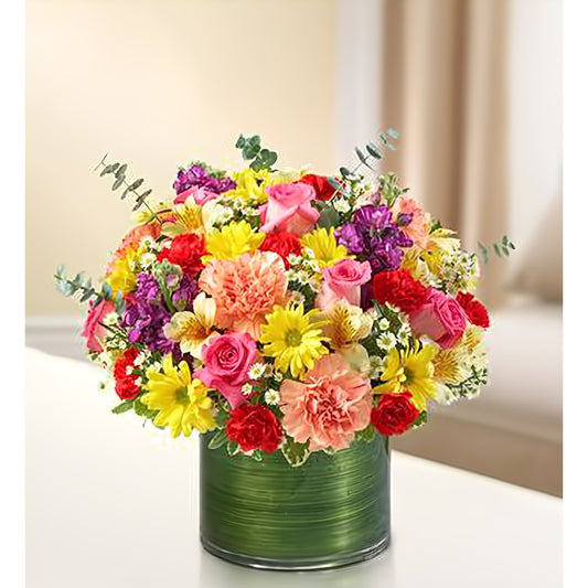 Cherished Memories - Multicolor Bright - Funeral > Vase Arrangements - Queens Flower Delivery