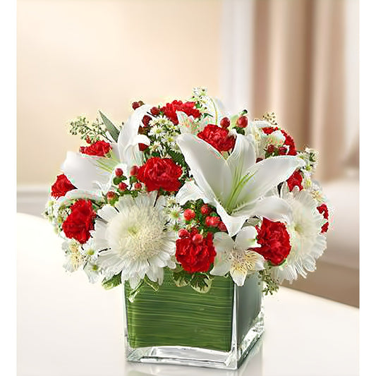 Healing Tears - Red and White - Funeral > Vase Arrangements - Queens Flower Delivery