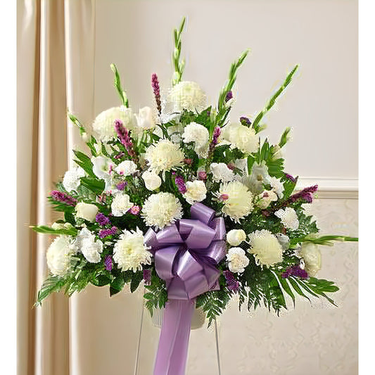 Heartfelt Sympathies Lavender Standing Basket - Funeral > For the Service - Queens Flower Delivery