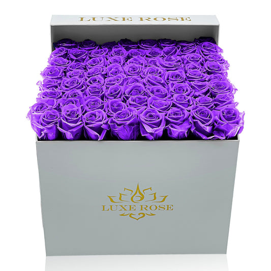 Preserved Roses Large Box | Purple - Roses - Queens Flower Delivery