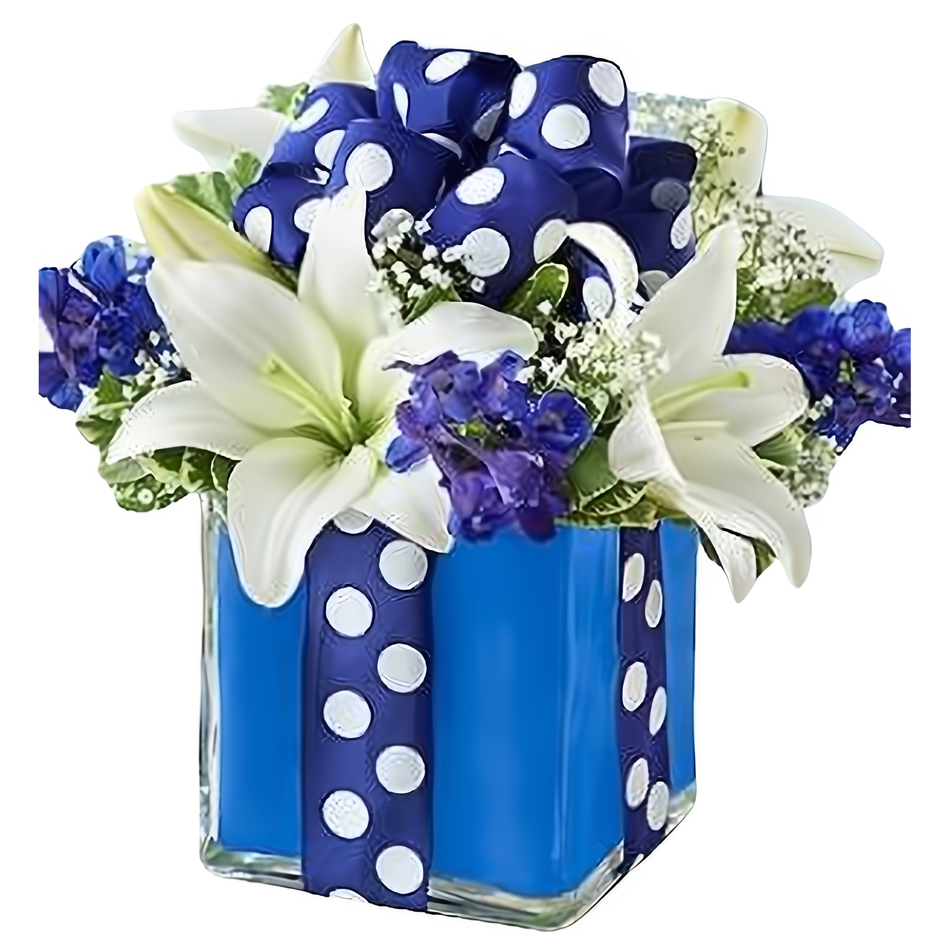 All Wrapped Up - Blue - Fresh Cut Flowers - Queens Flower Delivery