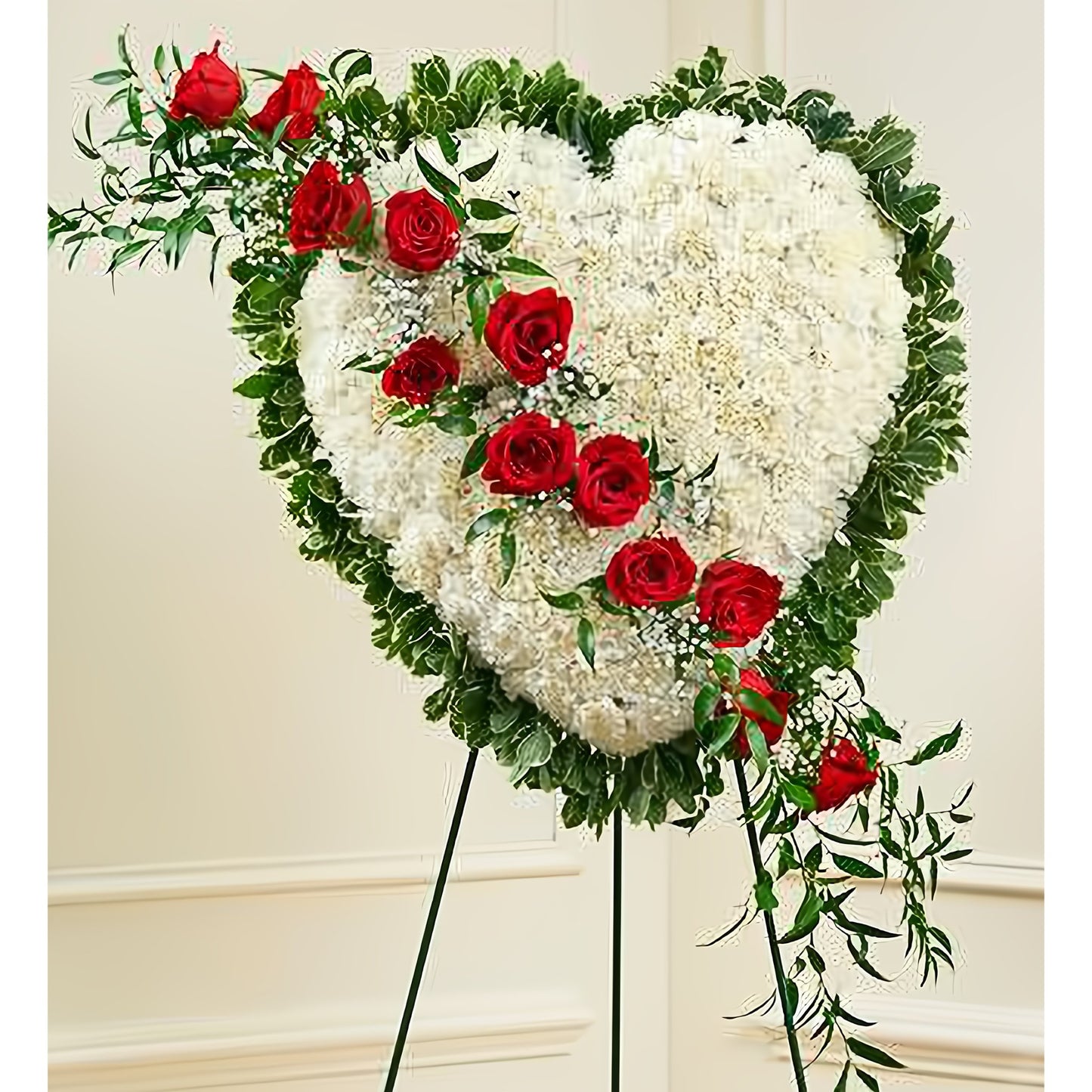 Always in My Heart Floral Heart - Red - Funeral > Hearts - Queens Flower Delivery