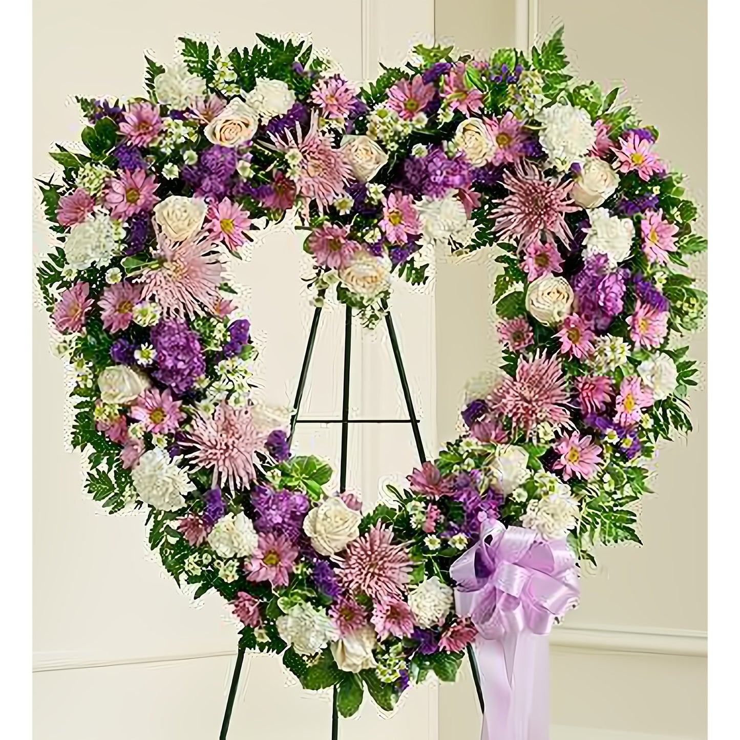 Always Remember Lavender Floral Heart Tribute - Funeral > Hearts - Queens Flower Delivery