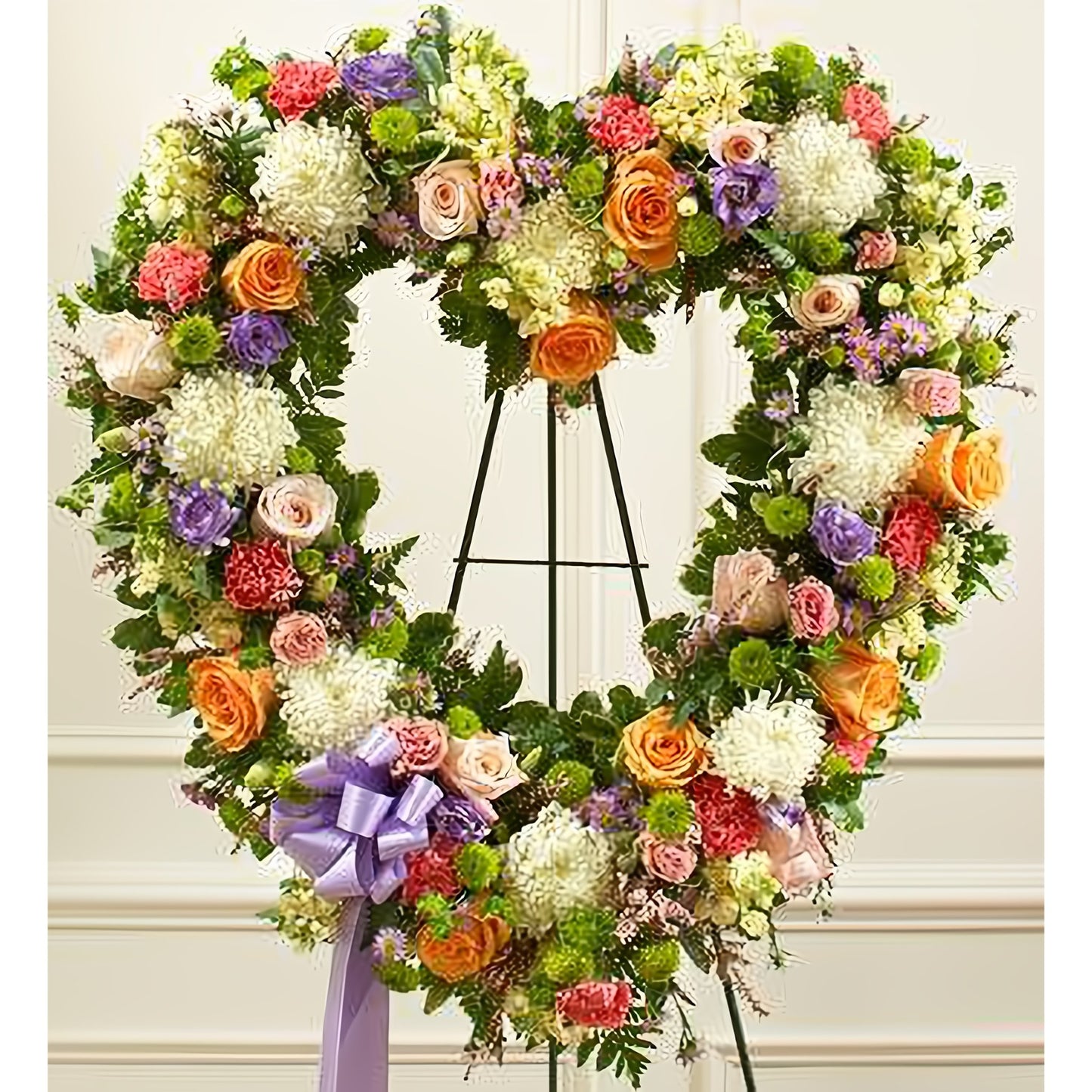 Always Remember Pastel Floral Heart Tribute - Funeral > Hearts - Queens Flower Delivery