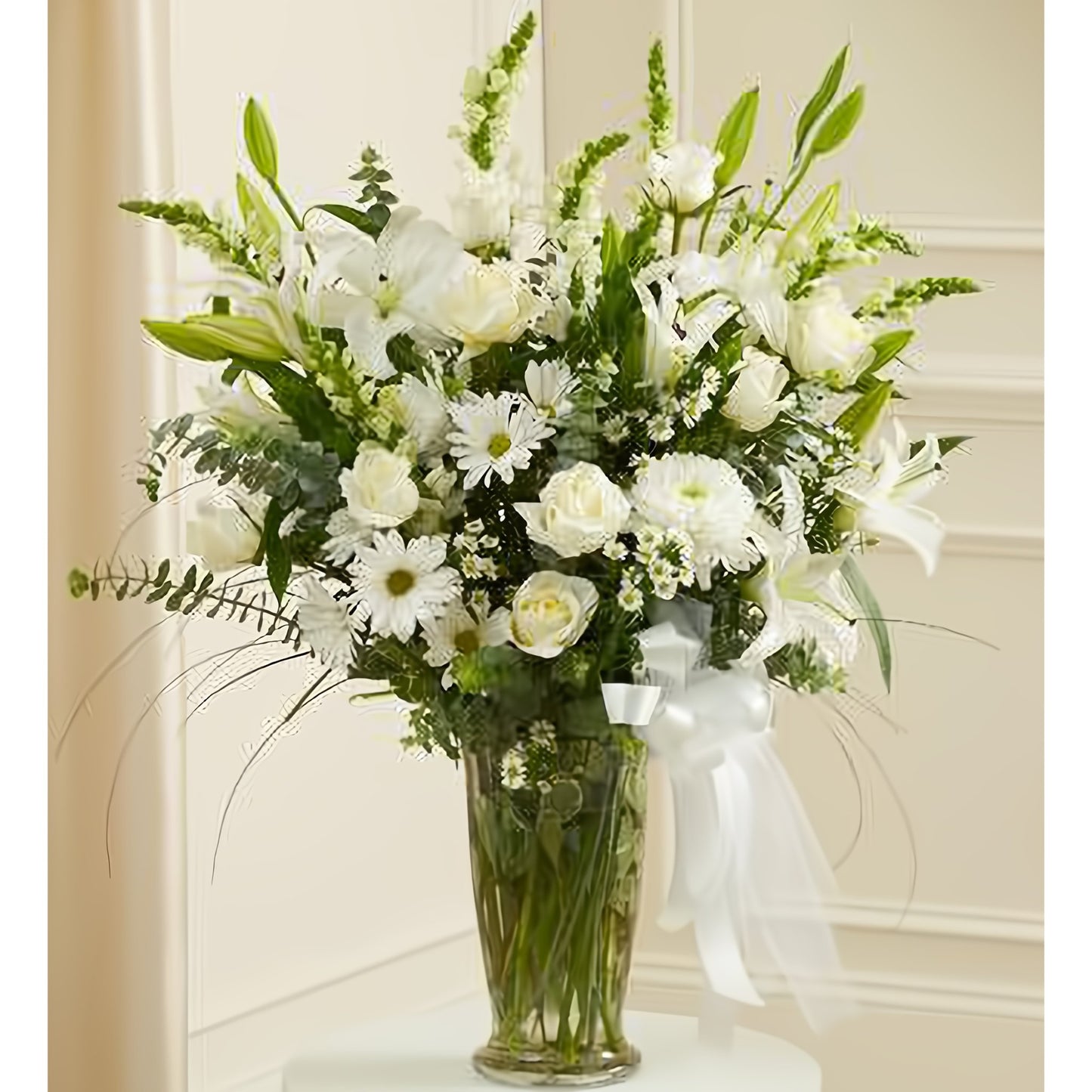 Beautiful Blessings White Vase Arrangement - Funeral > For the Service - Queens Flower Delivery