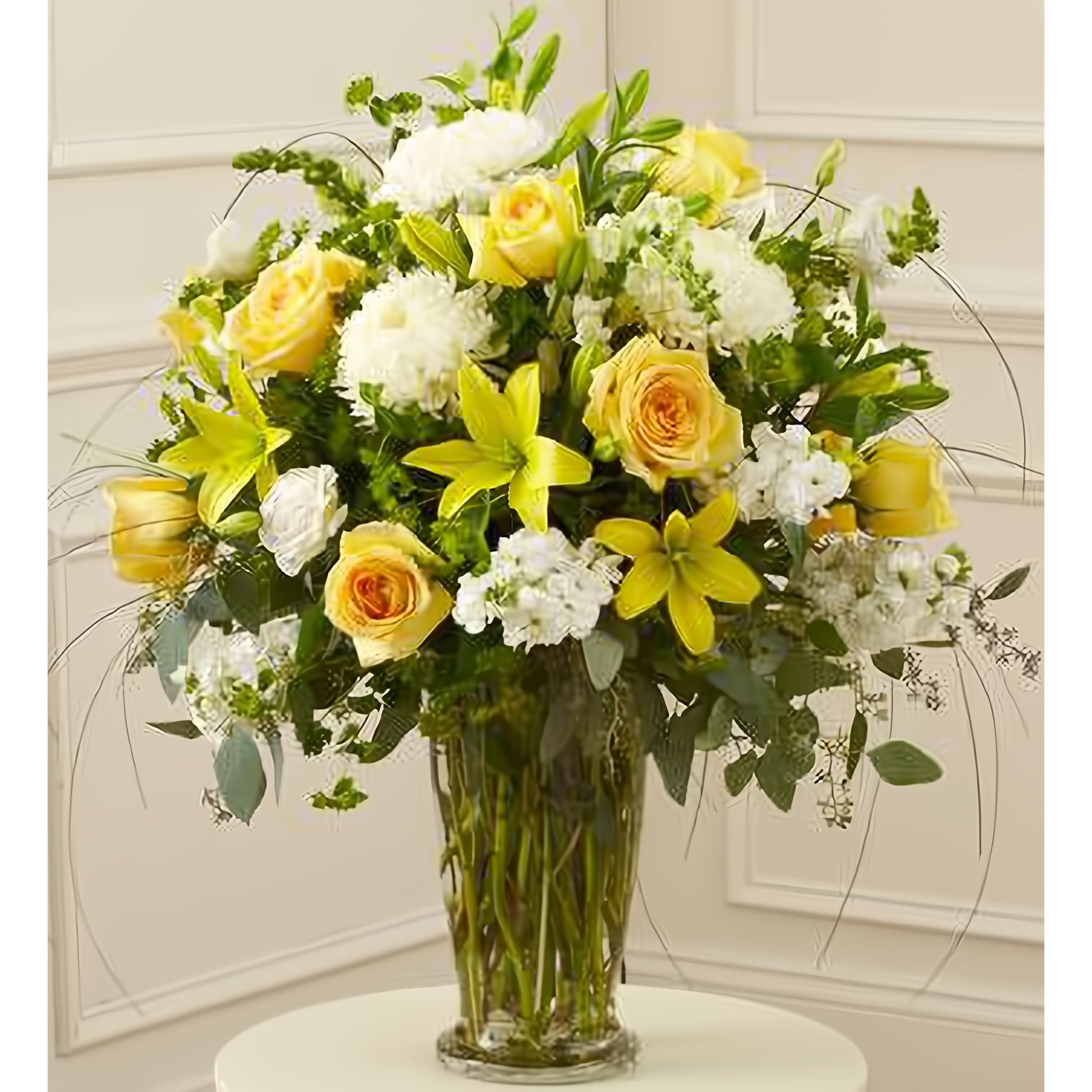 Beautiful Blessings Yellow Vase Arrangement - Funeral > For the Service - Queens Flower Delivery
