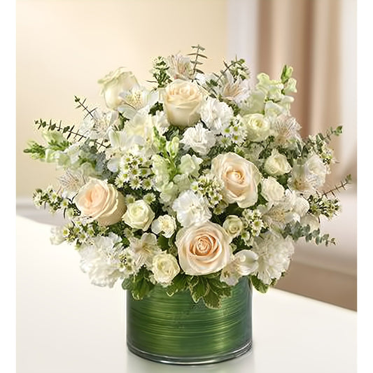 Cherished Memories - All White - Funeral > Vase Arrangements - Queens Flower Delivery