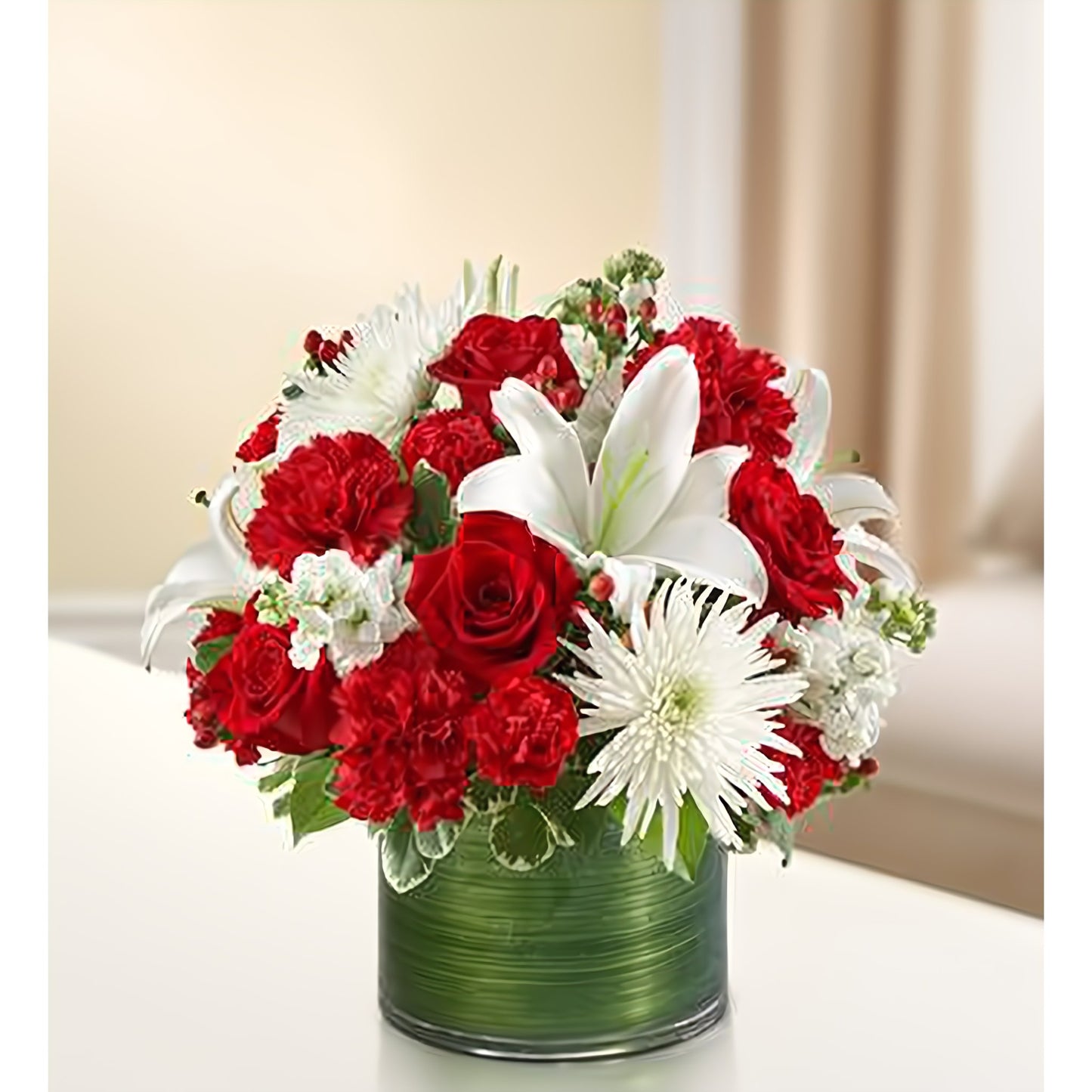 Cherished Memories - Red and White - Funeral > Vase Arrangements - Queens Flower Delivery
