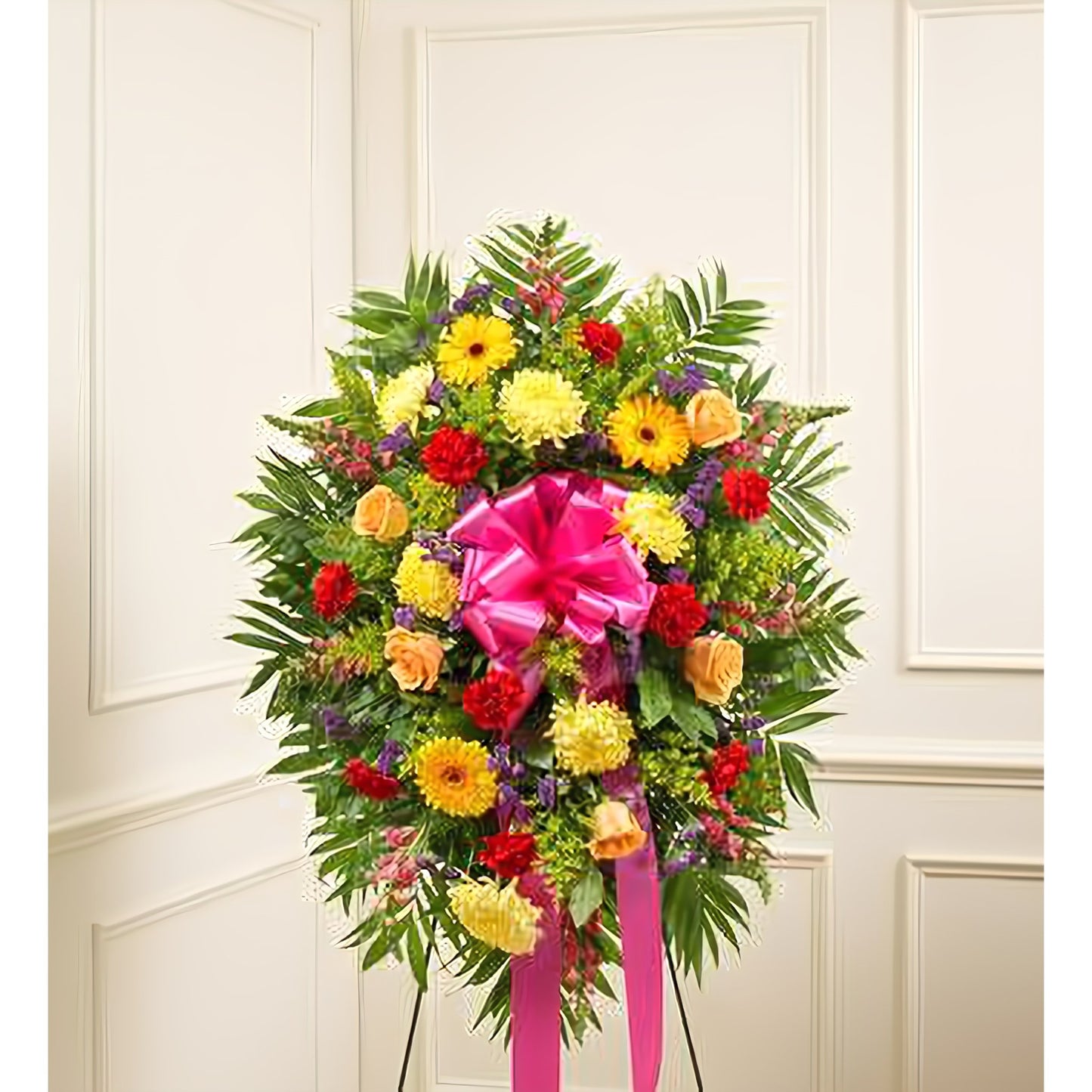 Deepest Sympathies Bright Standing Spray - Funeral > Standing Sprays - Queens Flower Delivery