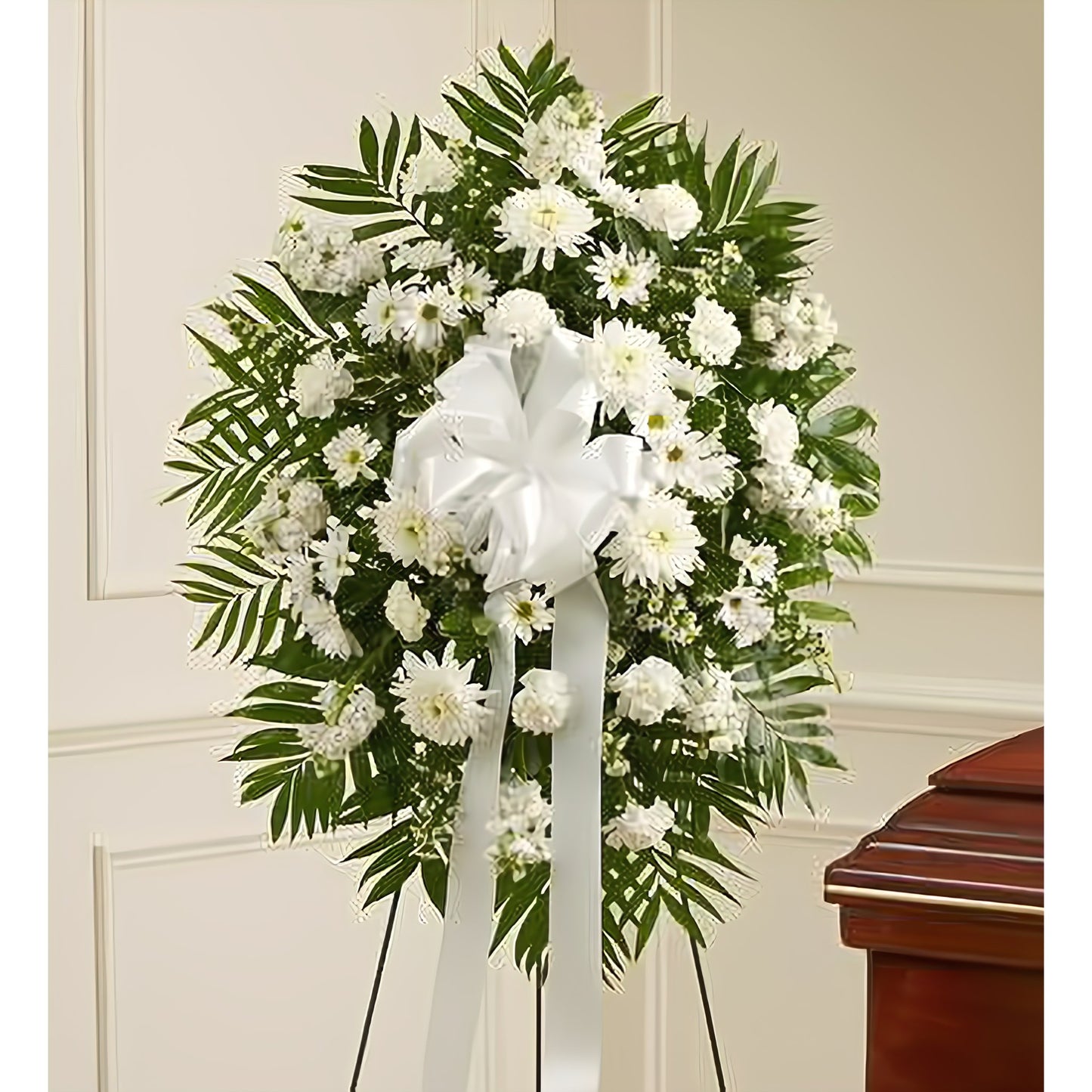 Deepest Sympathies White Standing Spray - Funeral > Standing Sprays - Queens Flower Delivery