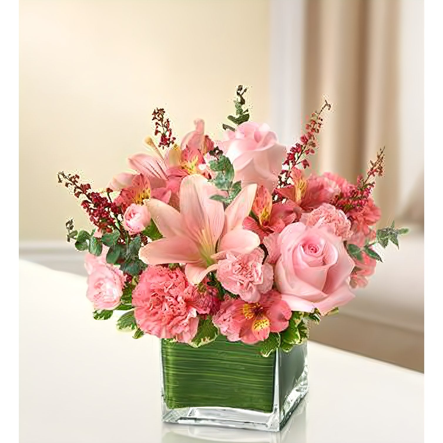 Healing Tears - All Pink - Funeral > Vase Arrangements - Queens Flower Delivery