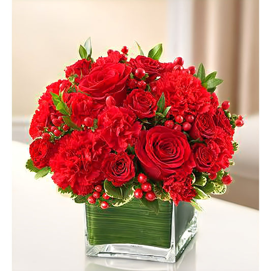 Healing Tears - All Red - Funeral > Vase Arrangements - Queens Flower Delivery