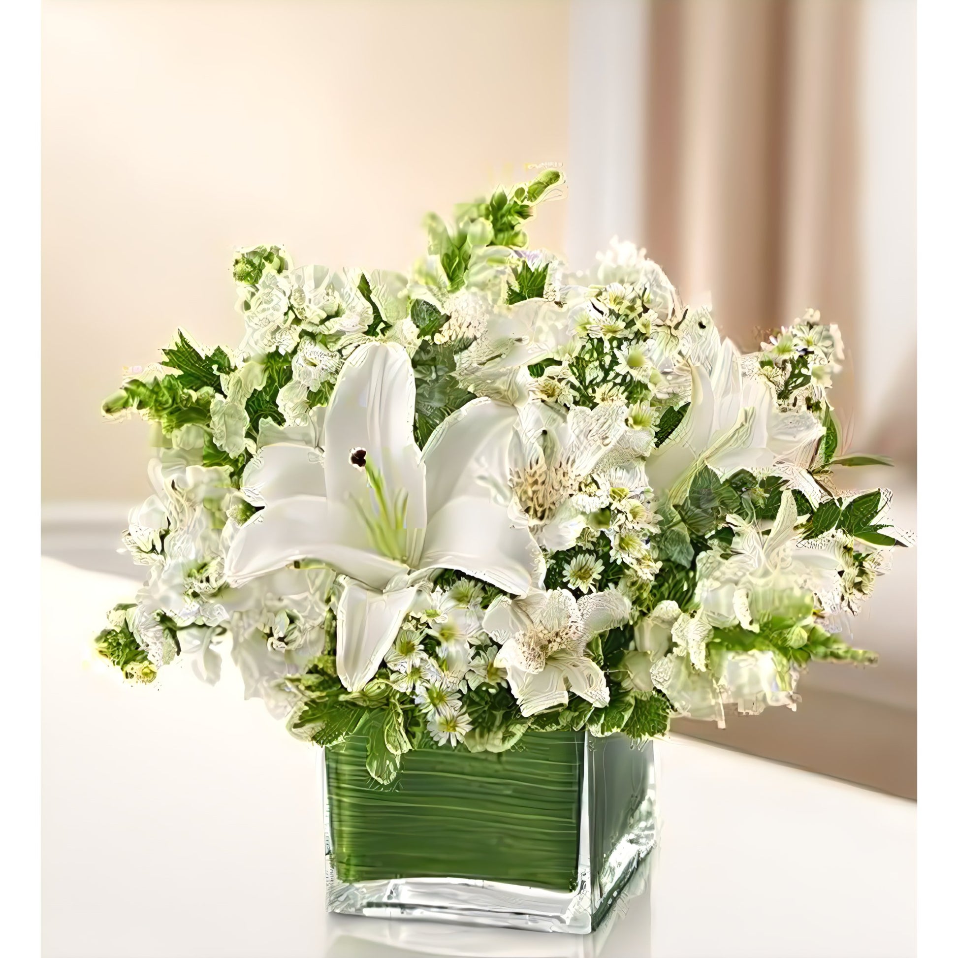 Healing Tears - All White - Funeral > Vase Arrangements - Queens Flower Delivery