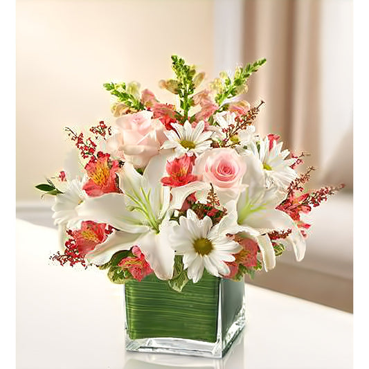 Healing Tears - Pink and White - Funeral > Vase Arrangements - Queens Flower Delivery