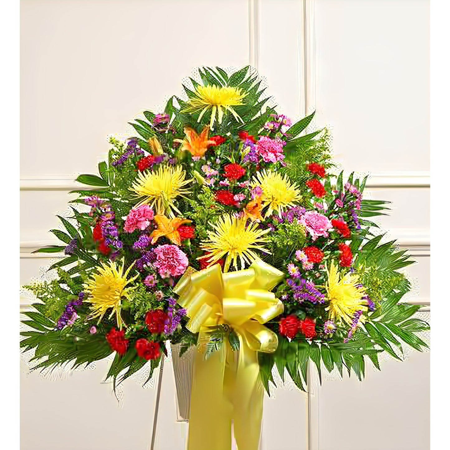 Heartfelt Sympathies Bright Standing Basket - Funeral > For the Service - Queens Flower Delivery