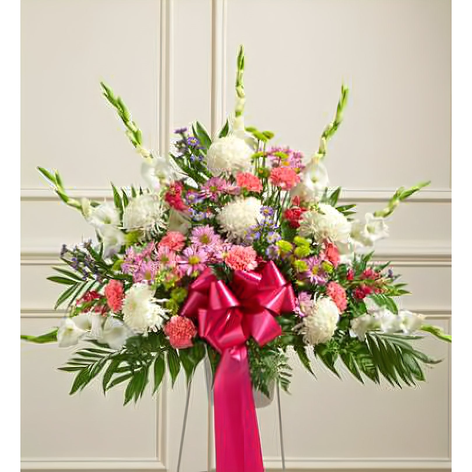 Heartfelt Sympathies Pastel Standing Basket - Funeral > For the Service - Queens Flower Delivery