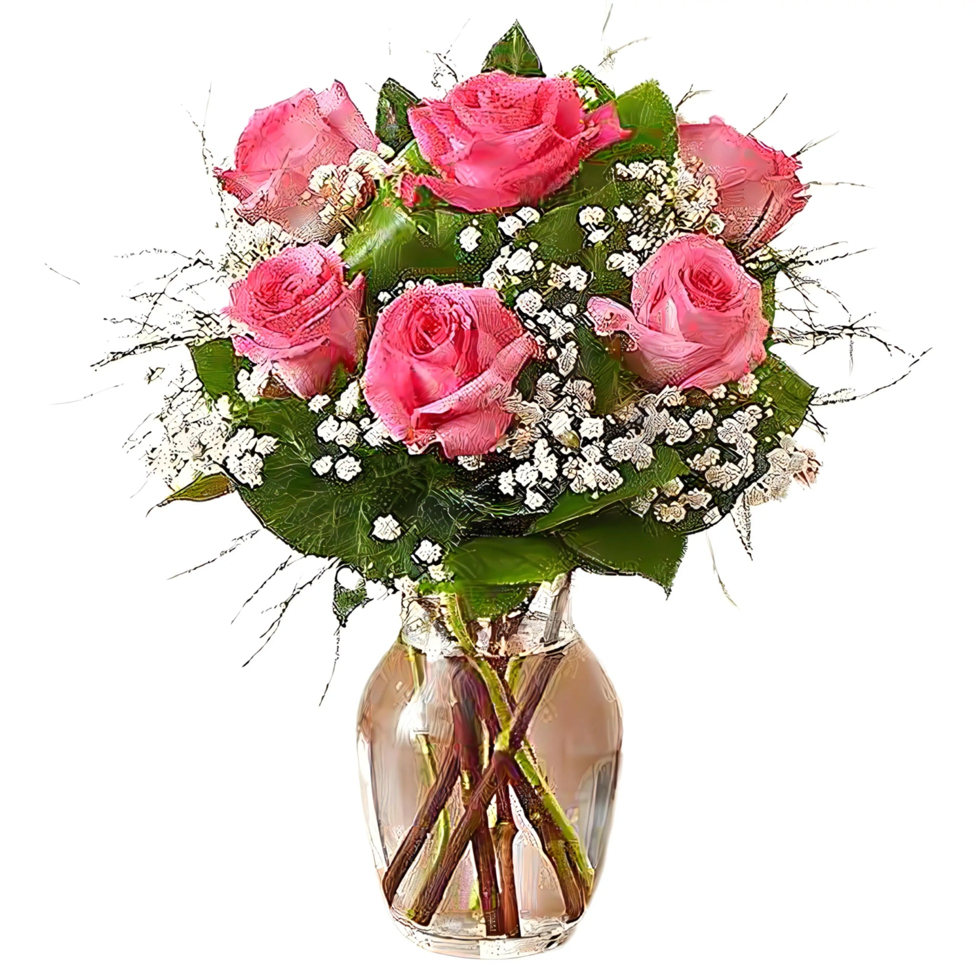 Love's Embrace Roses - Hot Pink - Fresh Cut Flowers - Queens Flower Delivery