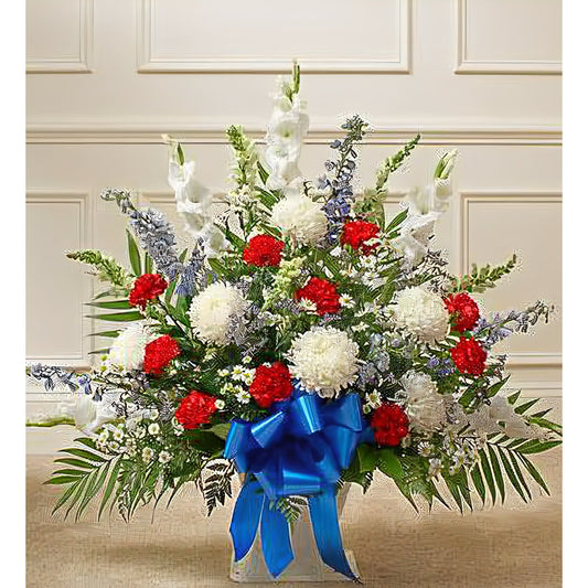 Patriotic Tribute Floor Basket Arrangement - Funeral > For the Service - Queens Flower Delivery