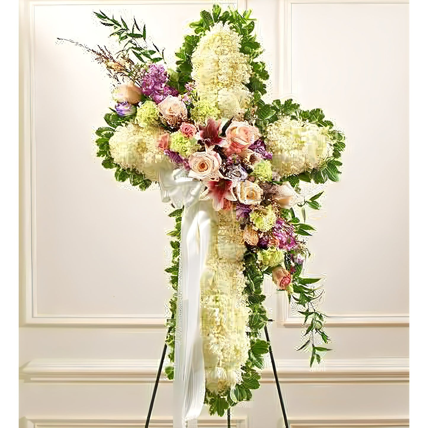 Peace and Prayers Standing Cross - Pastel - Funeral > Crosses - Queens Flower Delivery