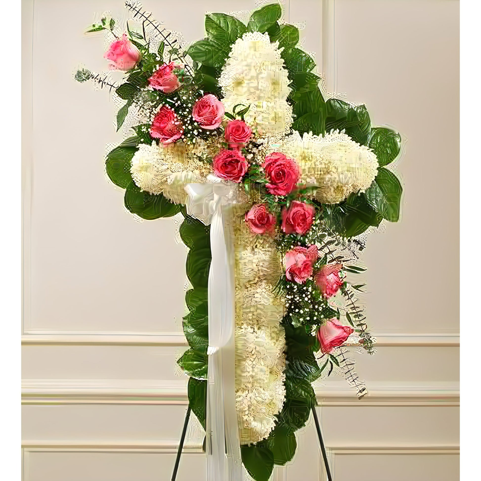 Peace and Prayers Standing Cross - Pink - Funeral > Crosses - Queens Flower Delivery