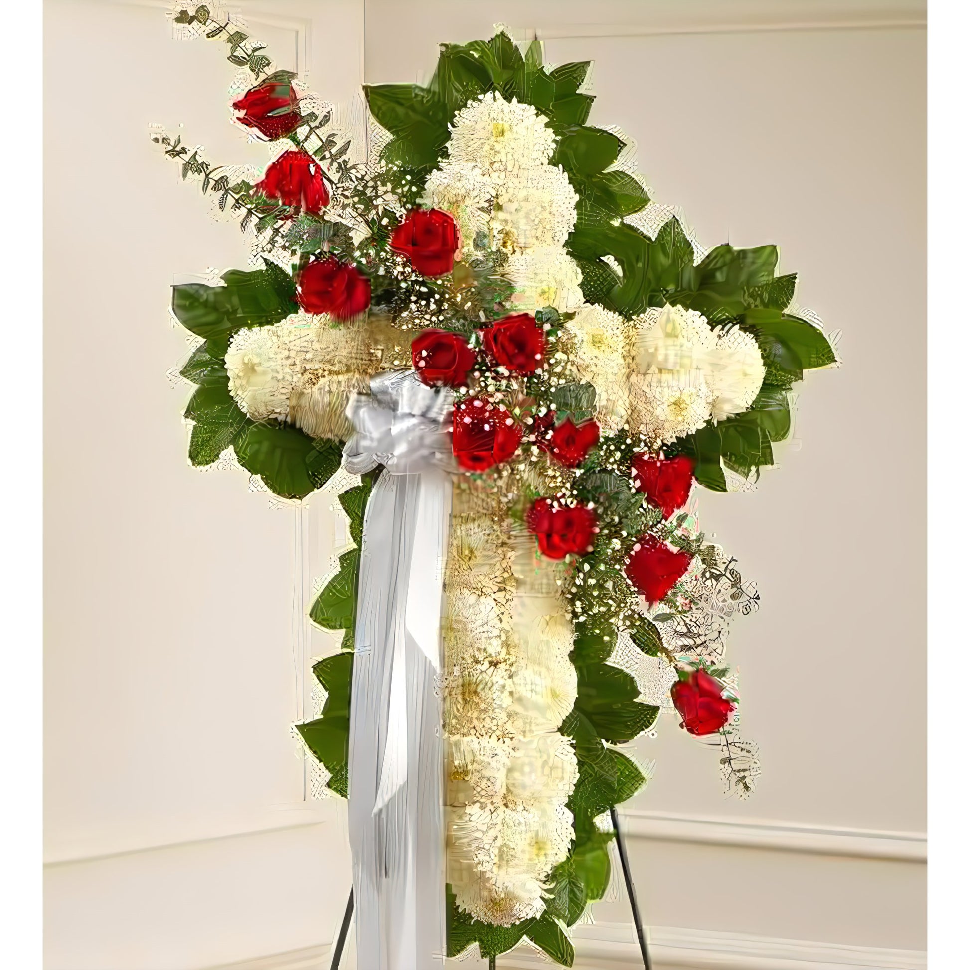 Peace and Prayers Standing Cross - Red - Funeral > Crosses - Queens Flower Delivery