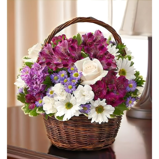Peace, Prayers, & Blessings- Lavender and White - Funeral > Baskets - Queens Flower Delivery