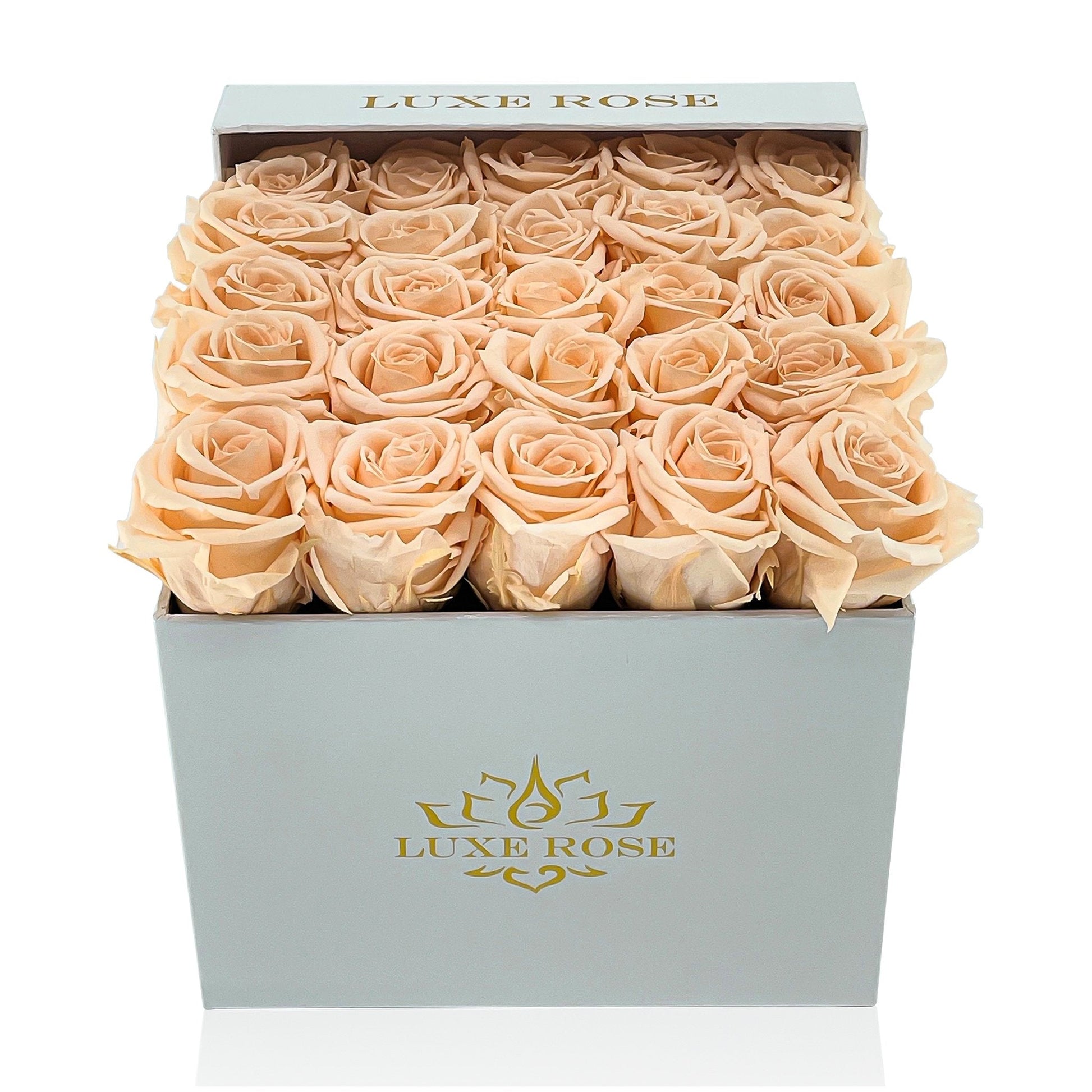 Preserved Roses Small Box | Peach - Roses - Queens Flower Delivery