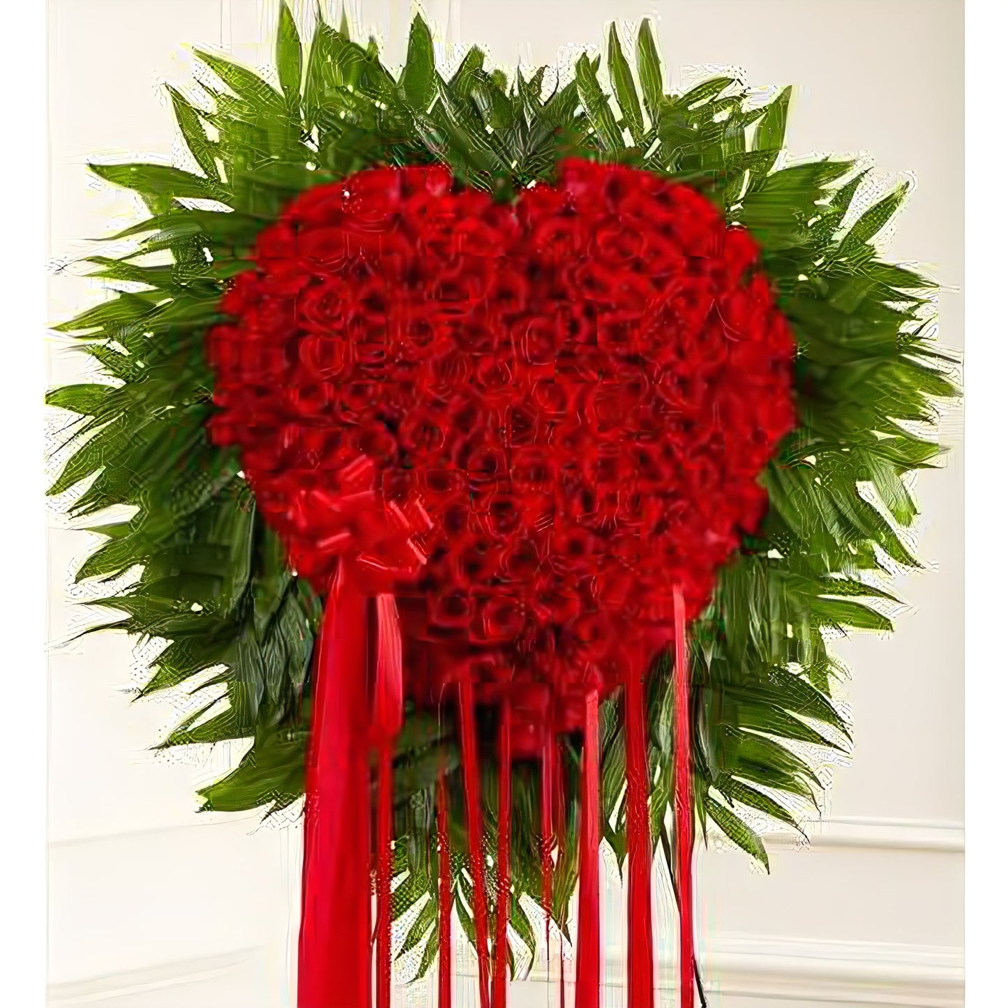 Red Rose Bleeding Heart - Funeral > Hearts - Queens Flower Delivery