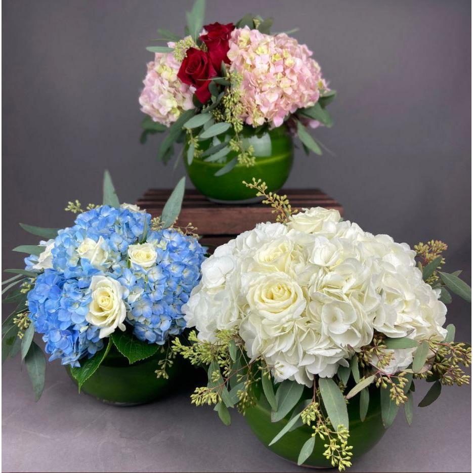 Rose and Hydrangea Elegance Bubble Bowl - Occasions > Anniversary - Queens Flower Delivery