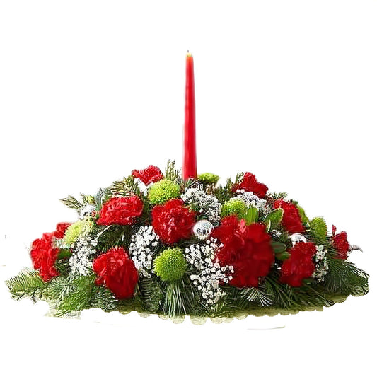 Season's Greetings Centerpiece - Holiday Collection - Queens Flower Delivery