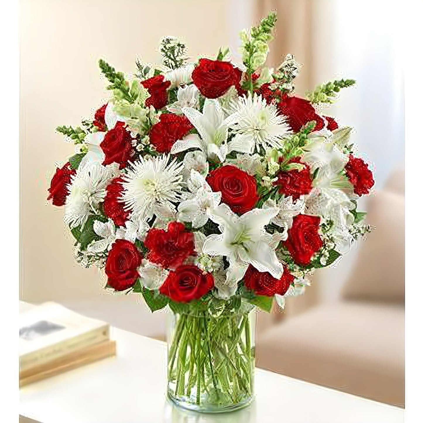 Sincerest Sorrow - Red and White - Funeral > Vase Arrangements - Queens Flower Delivery