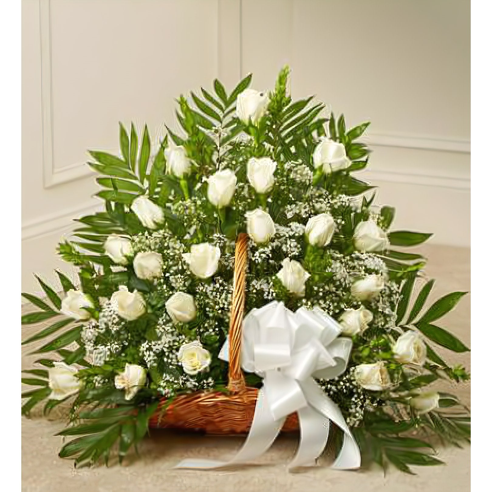 Sincerest Sympathies Fireside Basket - White - Funeral > For the Service - Queens Flower Delivery
