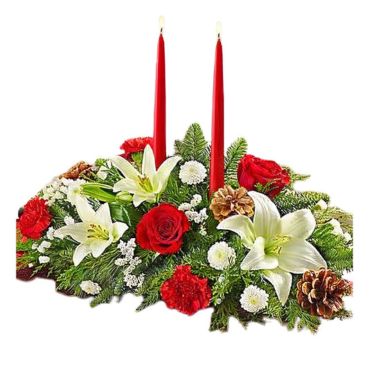 Traditional Christmas Centerpiece - Holiday Collection - Queens Flower Delivery